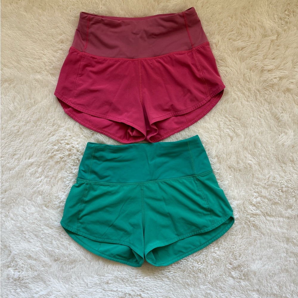 Lululemon Women's Athletic Shorts - Pink & Green